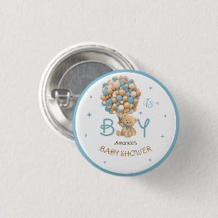 Teddybeer Ballonnen Blauwe Baby Jongen Shower Favo Ronde Button 3,2 Cm