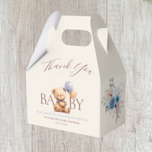 Teddybeer Ballonnen Boho Blauw Roos Bloemen Bedankdoosjes