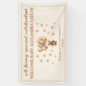 Teddybeer ballonnen omhoog en weg Baby shower Spandoek (Verticaal)