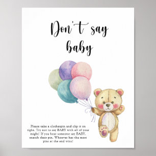 Teddybeer ballonnen - Zeg niet baby Poster