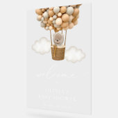 Teddybeer, beige ballonnen, Baby shower welkom Acryl Bord (Hoek)