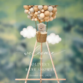 Teddybeer, beige ballonnen, Baby shower welkom Acryl Bord (Neutraal)