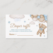 Teddybeer Blauwe Ballon Baby Shower Luier Raffle