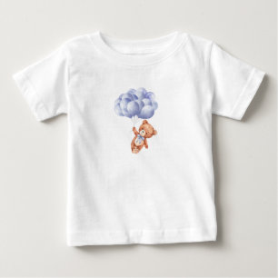 Teddybeer Blauwe Ballon Watercolor Jongens Baby Sh