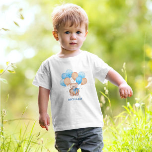 Teddybeer blauwe ballonnen Baby T-shirt