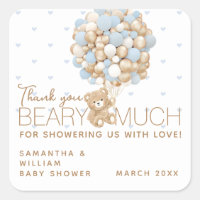 Teddybeer Blauwe Hart & Ballon Baby Jongens Shower