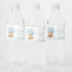 Teddybeer Blauwe Hete Luchtballon Waterfles Etiket