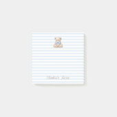 Teddybeer & Blauwe Strepen Aangepaste Naam Script Post-it® Notes (Voorkant)