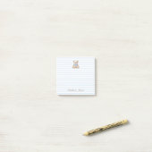 Teddybeer & Blauwe Strepen Aangepaste Naam Script Post-it® Notes (Op bureau)