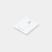 Teddybeer & Blauwe Strepen Aangepaste Naam Script Post-it® Notes (Schuin)