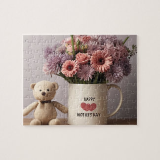 Teddybeer, Bloemen & Koffie Mok - Jigasaw Puzzel