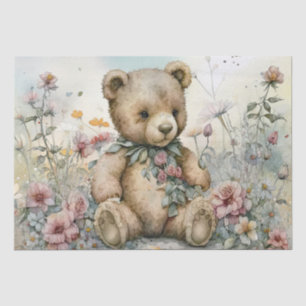 Teddybeer Bloemen Waterverf Tissuepapier