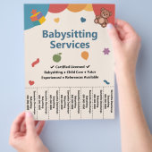 Teddybeer & Blokken Babysitten Afscheurstroken Flyer (Hand)