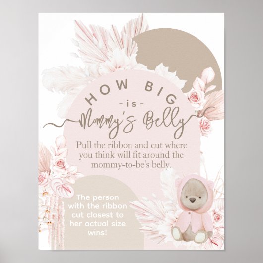 Teddybeer Boho Meisje Babyshower raad buik spel Poster (Voorkant)