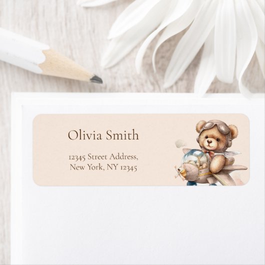 Teddybeer Boho Waterverf retour Adres Etiket (Insitu)