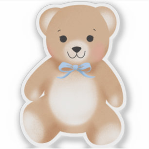 Teddybeer Boog Knuffel Blauwe Baby Shower Sticker