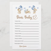 Teddybeer boy baby shower Beste Baby Wensen (Voorkant / Achterkant)