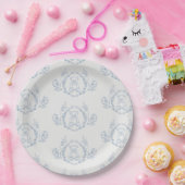 Teddybeer  Chinoiserie Toile Baby shower Papieren Bordje (Feest)