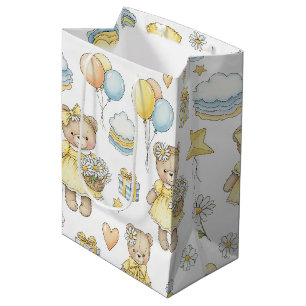 Teddybeer Daisytuin Patroon (16) Medium Cadeauzakje