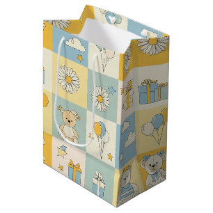 Teddybeer Daisytuin Patroon (17) Medium Cadeauzakje