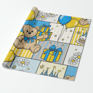 Teddybeer Daisytuinpatroon (4) Cadeaupapier