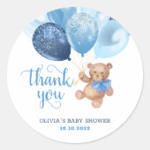 Teddybeer dank u Baby shower gunsten cadeau Ronde Sticker (Voorkant)