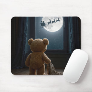 Teddybeer die naar de Kerstman kijkt Muismat