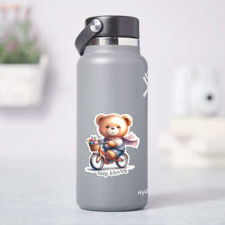 Teddybeer die op een fiets rijdt sticker