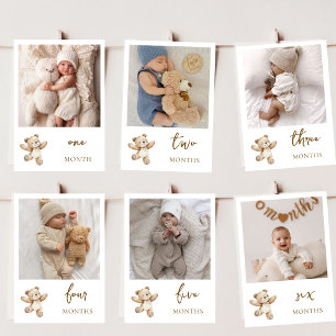 Teddybeer Eerste Verjaardag Foto Bannerkaart Feestdagenkaart