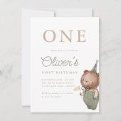 Teddybeer Eerste Verjaardagsfeestje Kaart (Voorkant)