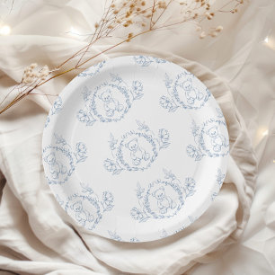 Teddybeer Elegante Chinoiserie Toile Baby shower Papieren Bordje