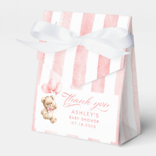 Teddybeer Elegante Roze Strepen Baby Shower Bedankdoosjes