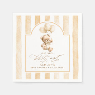 Teddybeer Elegante Zachte Bruine Strepen Baby Show Servet
