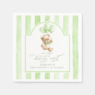 Teddybeer Elegante Zachte Groene Strepen Baby Show Servet