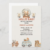 Teddybeer en Baby shower Kaart (Voorkant / Achterkant)