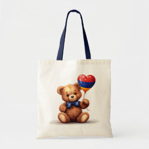 teddybeer en ballon met Armeense vlag. Tote Bag