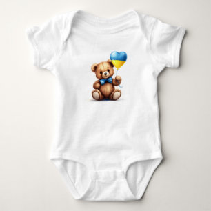 teddybeer en ballon met de Oekraïense vlag. Romper