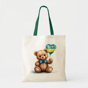 teddybeer en ballon met de Rwandese vlag. Tote Bag