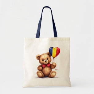 teddybeer en ballon met de Tsjadische vlag. Tote Bag
