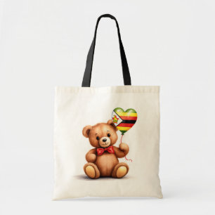 teddybeer en ballon met de vlag van Zimbabwe. Tote Bag