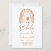 Teddybeer en Rainbow Baby shower Invitation Kaart (Voorkant)