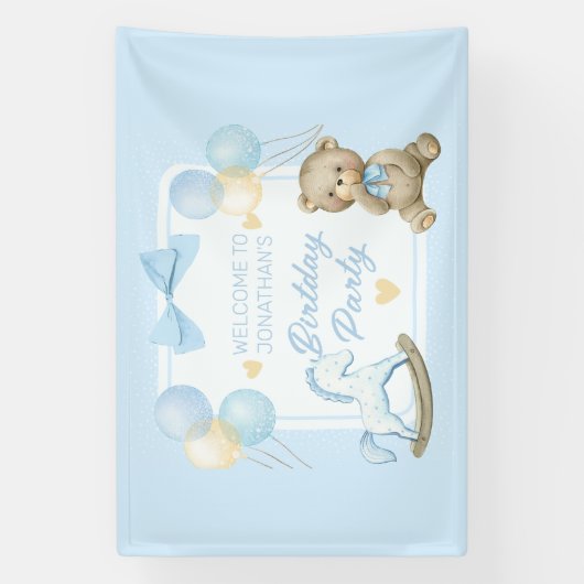 Teddybeer en schommelpaard spandoek (Verticaal)