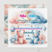 Teddybeer en sterren onthullen op maat save the date (Voorkant / Achterkant)