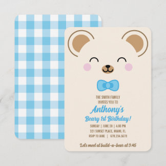 Teddybeer-feestje uitnodiging voor jongen om af te