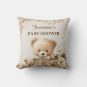 teddybeer Floral Baby shower Sierkussen (Voorkant)
