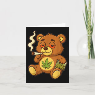 Teddybeer Funny Weed Roken Beer met Gewrichtsblad Kaart
