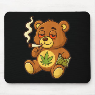 Teddybeer Funny Weed Roken Beer met Gewrichtsblad Muismat
