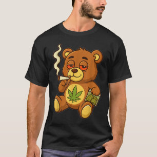 Teddybeer Funny Weed Roken Beer met Gewrichtsblad T-shirt