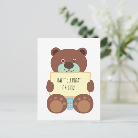Teddybeer Gefeliciteerd Briefkaart (Staand voorkant)