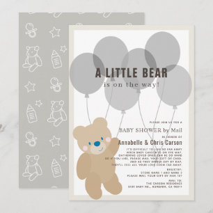 Teddybeer genderneutraal Baby shower per post Kaart